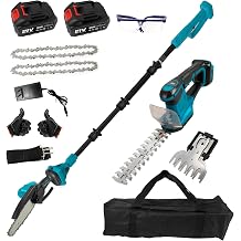 6" Cordless Pole Mini Chainsaw Brushles Motor, 180 Adjustable Angle, 2x2.0Ah Batteries & Charger, Garden Yard Tree Trimming Tool Kit