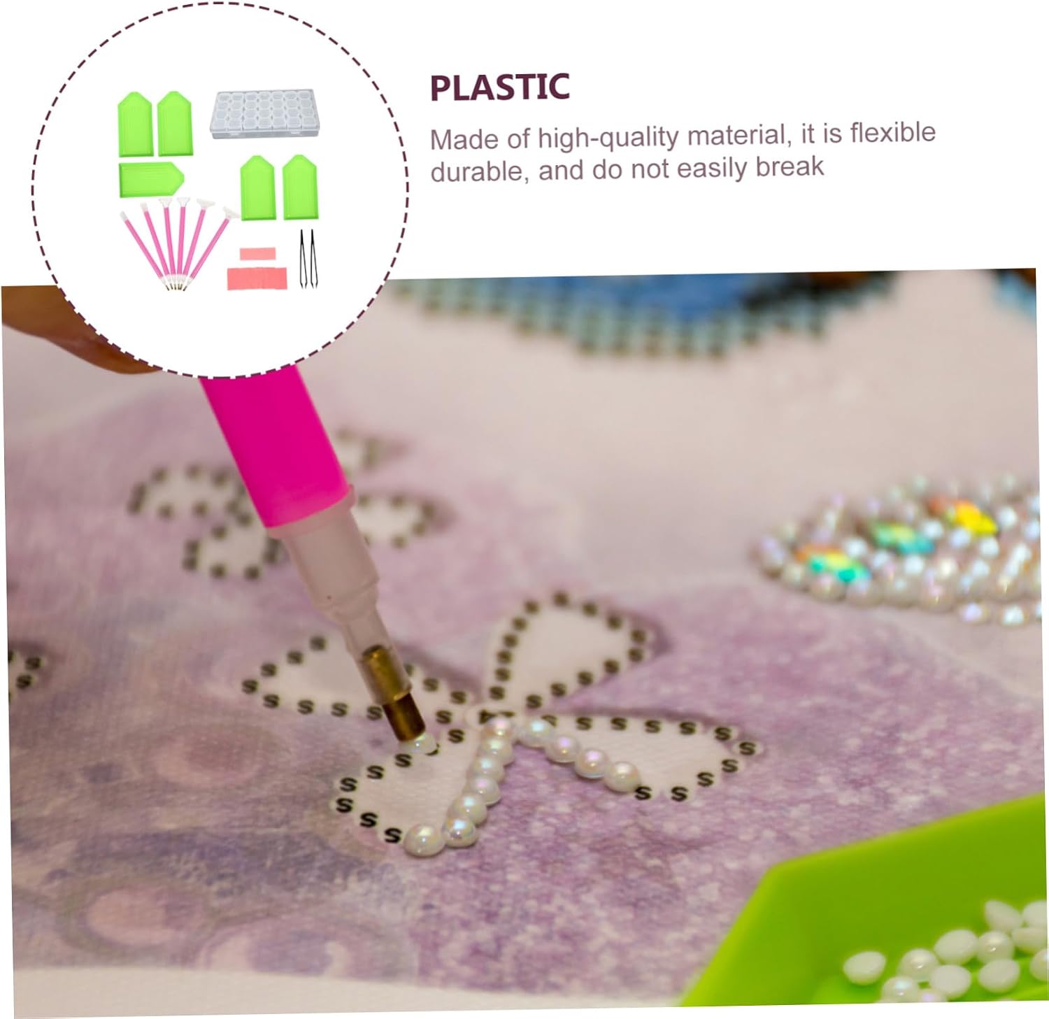 Cabilock 2sets Diamond Art Tools Diamond Tray Rhinestone Pen Bead Storage for Crafting Lightweight and Easy to Grip