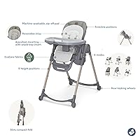Vista 31 de Maxi-Cosi Minla - Silla alta 6 en 1 para bebés y niños pequeños, silla alta plegable portátil, tela EcoCare, 9 alturas, 5 reclinables, 4 posiciones