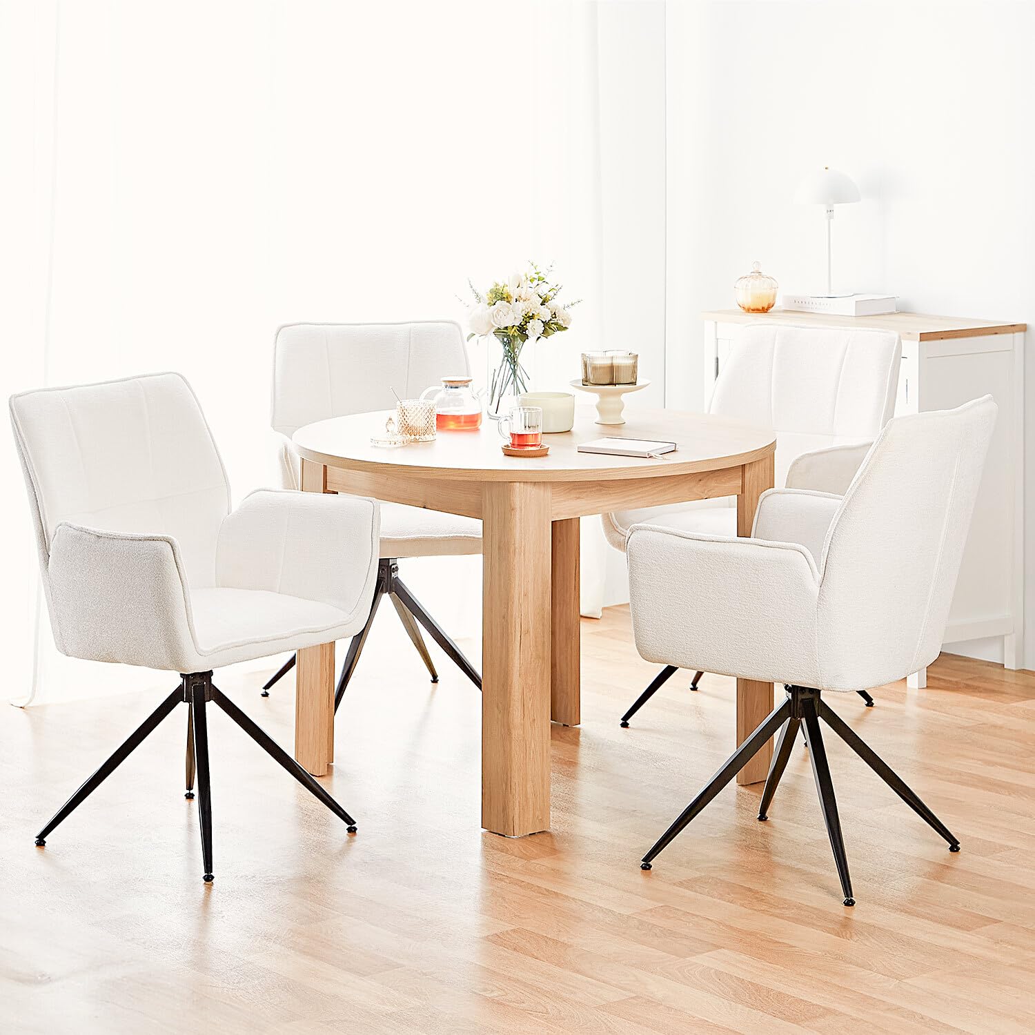 Homestyle4u 2789, Esstisch rund 106 cm Wohnzimmertisch Holz Natur Esszimmertisch Küchentisch Holztisch Esszimmer Tisch