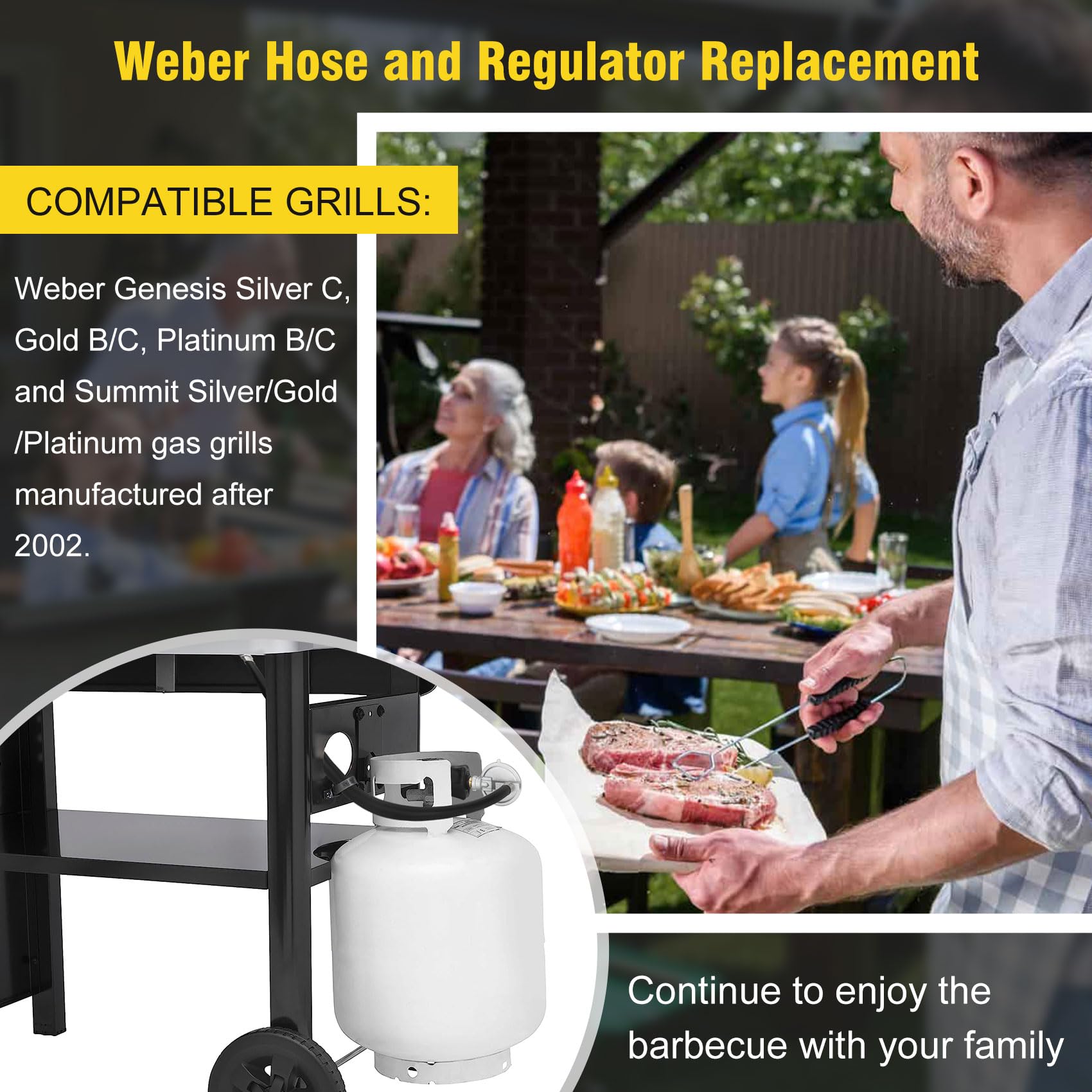 Feikeer Weber zestaw węża i regulatora do grilla gazowego Weber Genesis i Summit