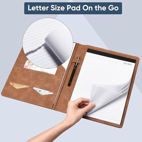 Miniatura 4 de Pacific Mailer Padfolio - Carpeta de cuero para entrevistas, organizador de documentos legales para entrevistas, tarjetero incluido con bloc de