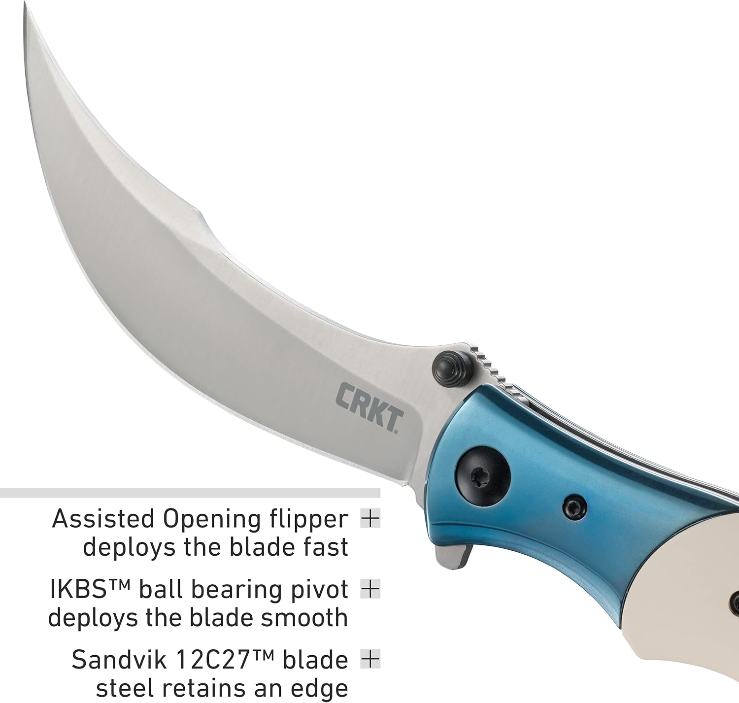 CRKT Ritual Assisted Pocket Knife: Everyday Carry Utility Folder, Sandvik 12C27 Steel Recurve Blade with Satin Finish, Liner Lock, Flipper Open, Ivory Resin Infused Fiber Handles 7471