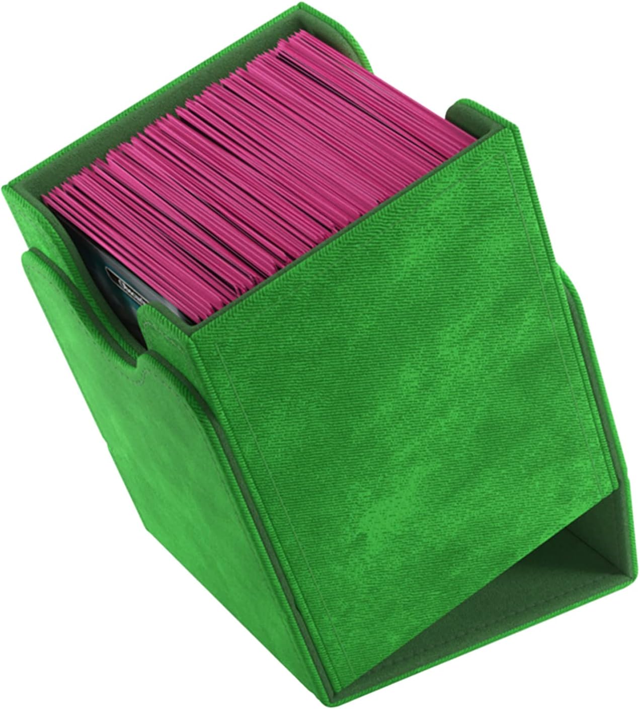 Gamegenic Squire 100+ XL Convertible Deck Box Card Storage Box with Removable Cover Clips Holds 100 Double-Sleeved Cards in Extra Thick Inner Card Sleeves Green Color Made by Gamegenic (GGS20100ML)