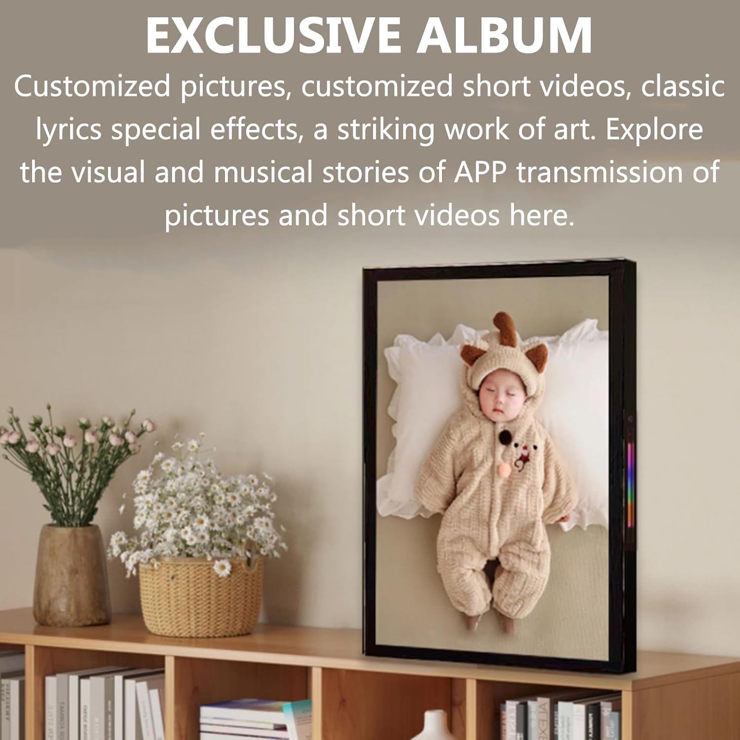 Enceinte Bluetooth flottante avec horloge et paroles, montage mural pour la maison, les fêtes et les festivals
