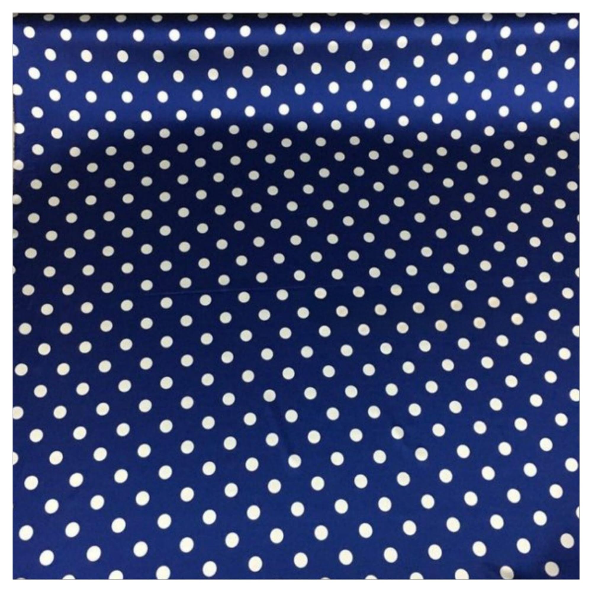 Tela de lunares Tela de vestido camisero satén seda elástica con estampado lunares redondos fondo azul clásico