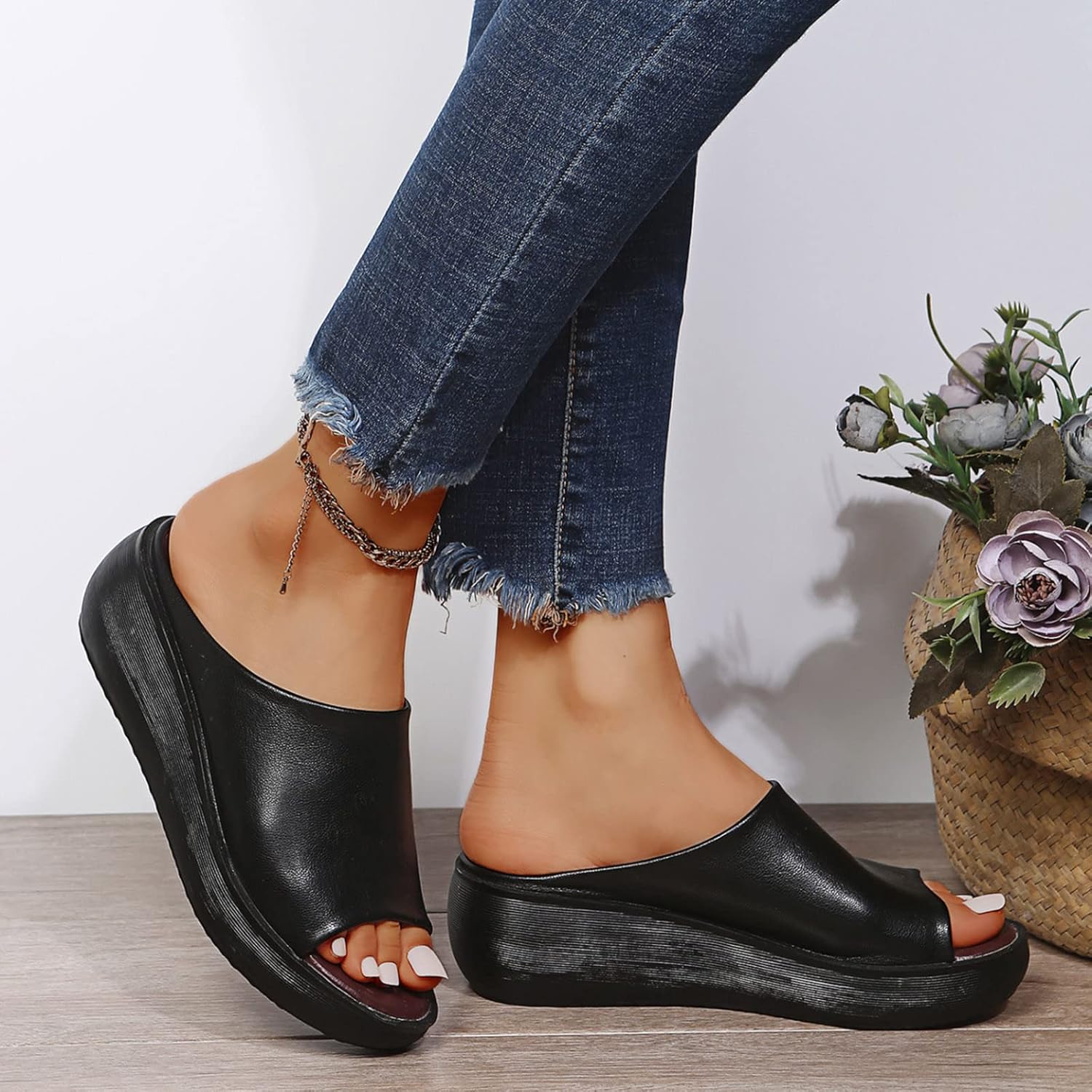 🔥Women's Leather Platform Wedge Orthopedic Sandals main image 1