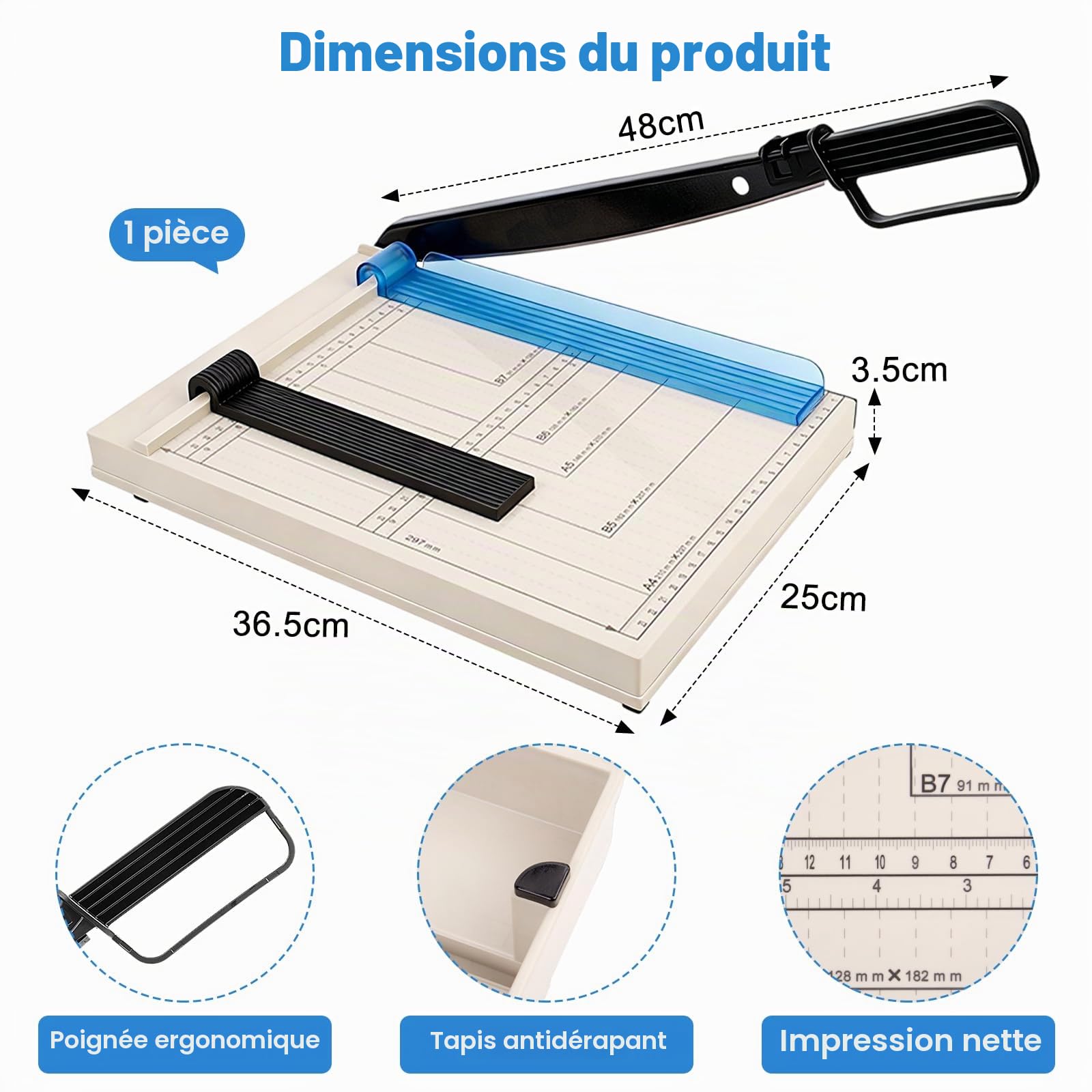 Massicot à papier A4/B5/A5/B6/B7 avec 5 classeurs - Massicot à levier A4 - Pour tôles fines, cuir, photos