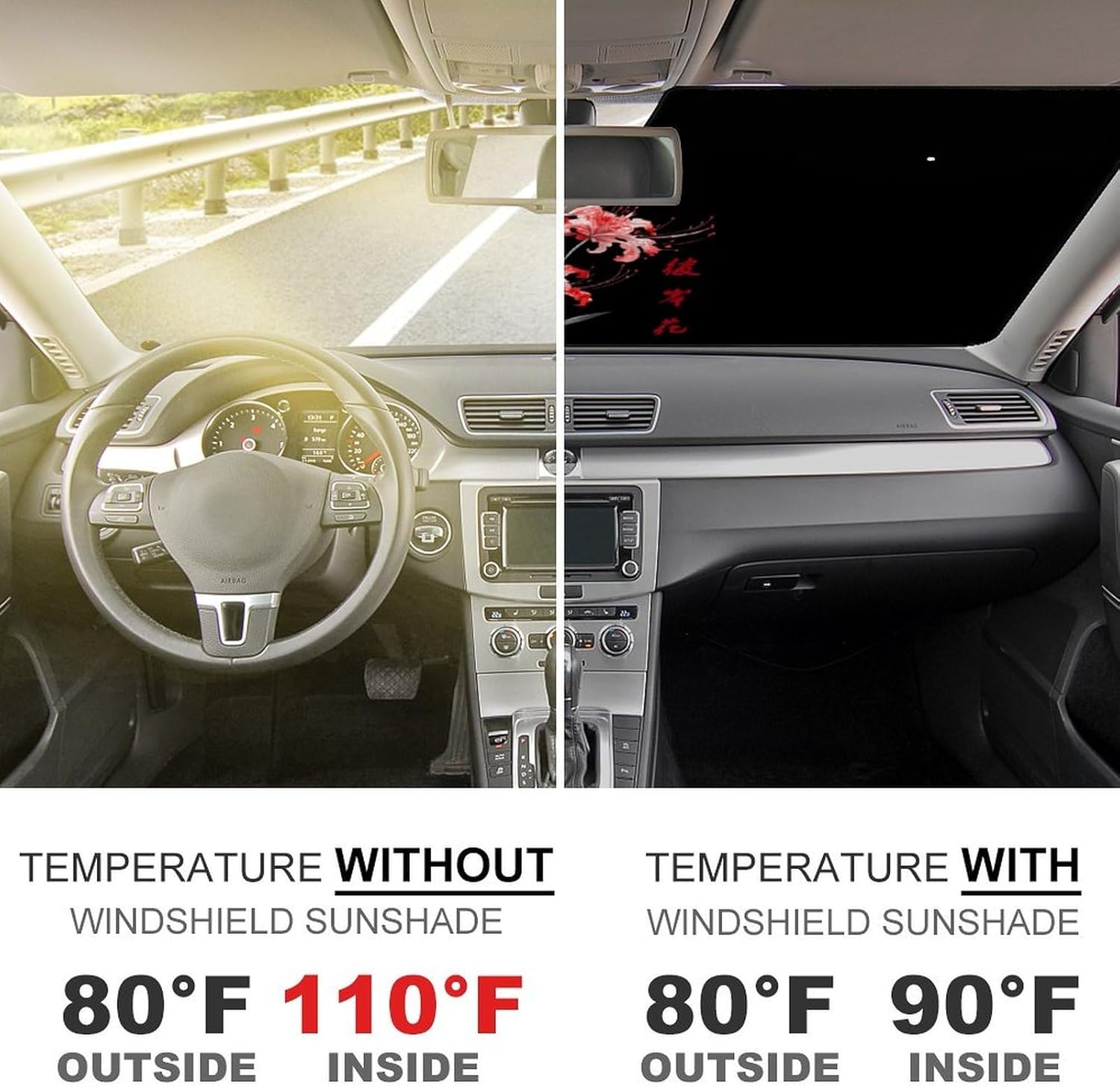 Higanbana Red Spider Lily Car Windshield Sunshade Foldable Car Front Window Sun Visor Protector 51"x28"