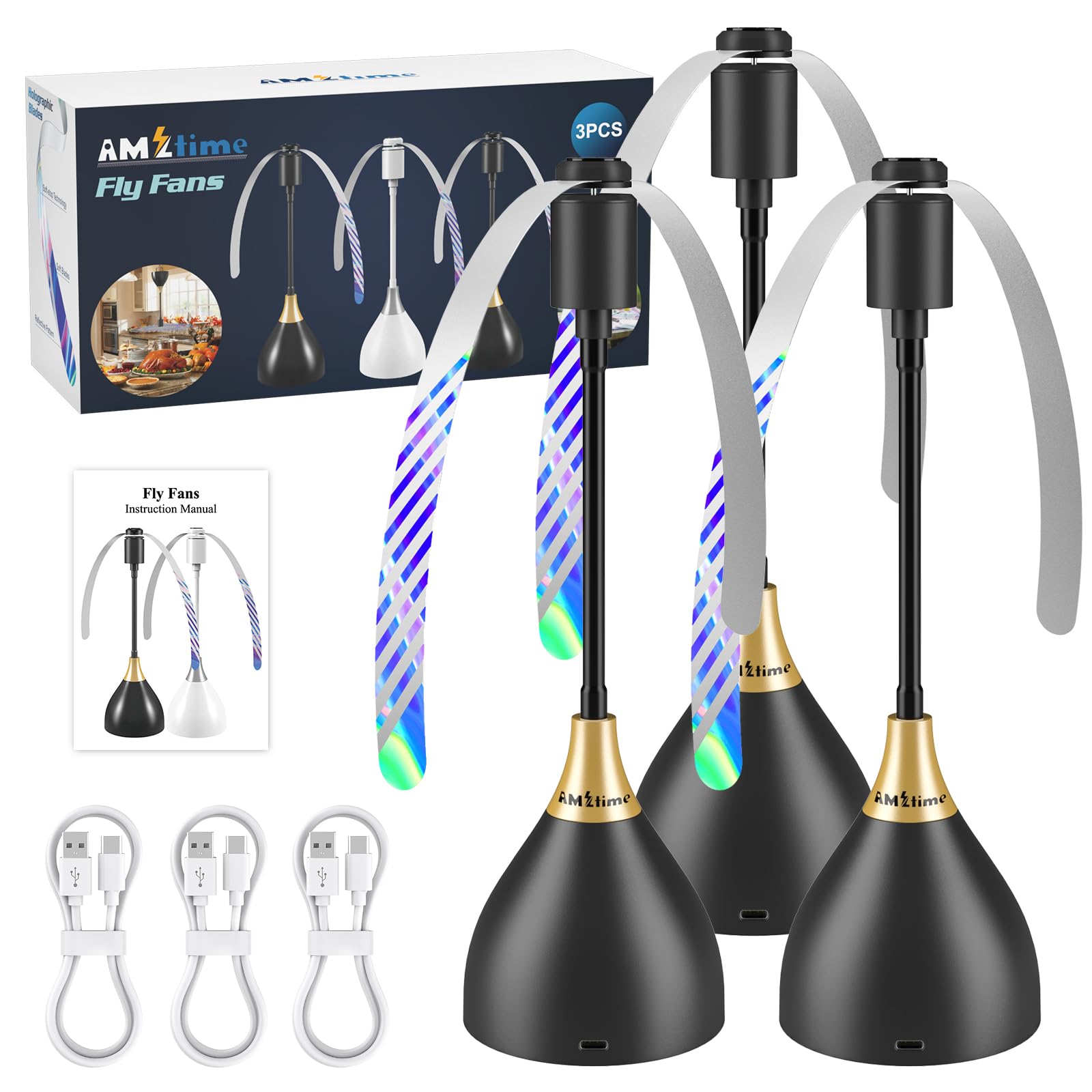 Ventilateur anti mouche de table pour barbecue et repas de cuisine en plein air