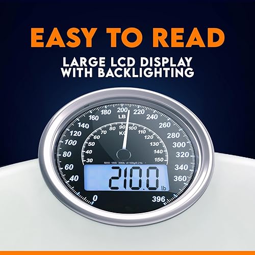 Miniatura 4 de ZENO Báscula de pesaje analógica y digital híbrida 2 en 1 para peso corporal de hasta 400 libras, vidrio templado grueso, pantalla extragrande,