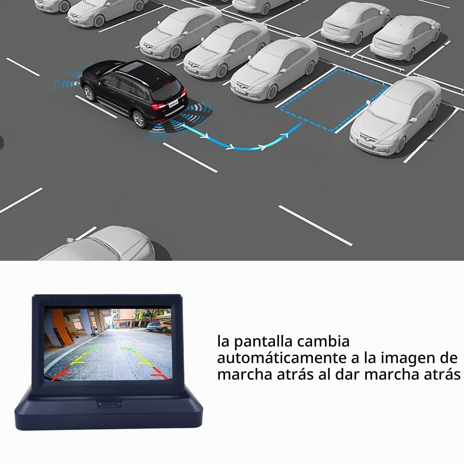 OBEST 5" Monitor Plegable de Cámara Marcha Atrás Coches TFT LCD