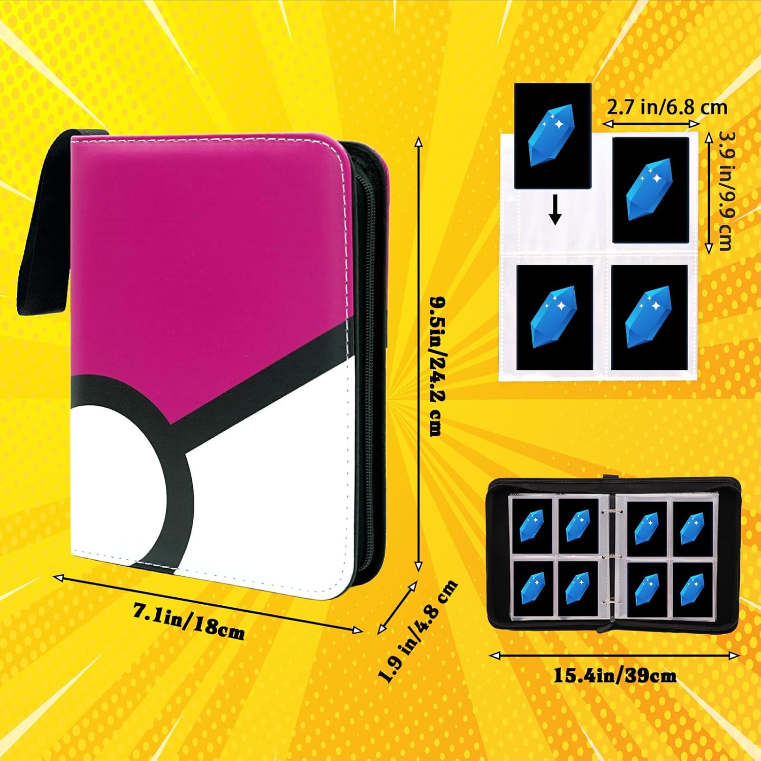 Card Binder 4-Pocket, 400 Pockets Fashion Design Trading Card Holder for Premium Card Book Sturdy Card Holder (Purple, 400 Card)