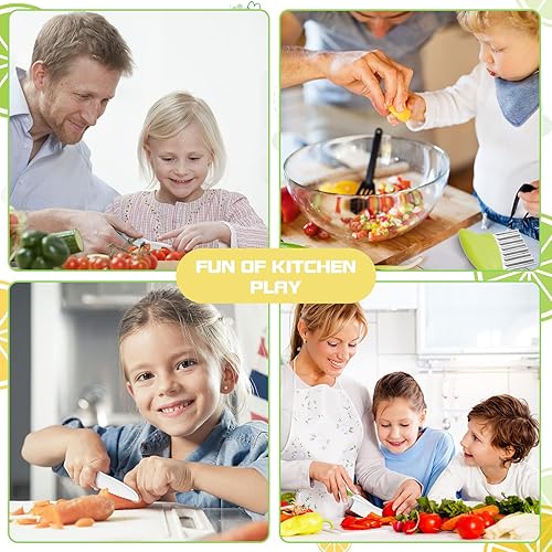 Miniatura 3 de Suhctuptx Cuchillos de cocina para niños, juego de cuchillos de nailon para niños pequeños con cortador ondulado, cuchillo seguro para niños