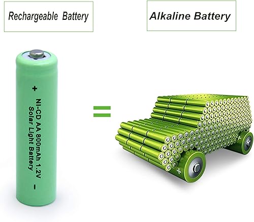 Miniatura 4 de Paquete de 12 baterías recargables AA de luz solar Ni-CD 800 mAh, NiCd AA baterías recargables para luces solares lámpara solar