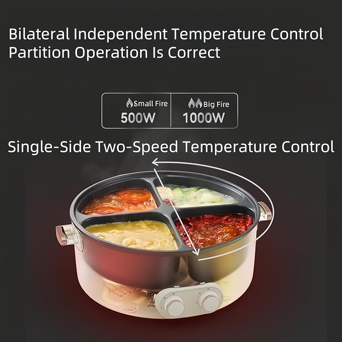 Olla Eléctrica Multifuncional 4 Compartimentos 6L Acero Inoxidable miniatura 6