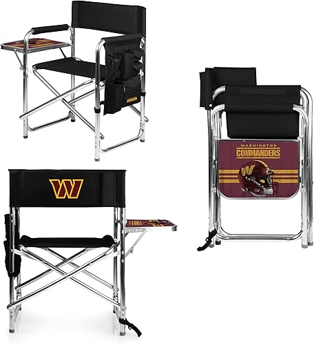 Miniatura 100 de PICNIC TIME NFL Unisex-Adult NFL Sports Chair with Side Table, Beach Chair, Camp Chair for Adults Negro