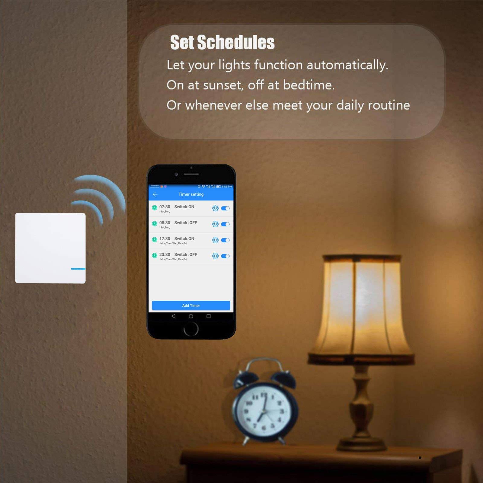 Nineleaf Alexa kompatibel intelligente WLAN lichtschalter. Funktioniert mit Echo, Echo Dot und Google Home, mit App Steuerung ¨¹berall und zu jeder Zeit. 1 Lichtschalter, 2 Empf?nger Set.