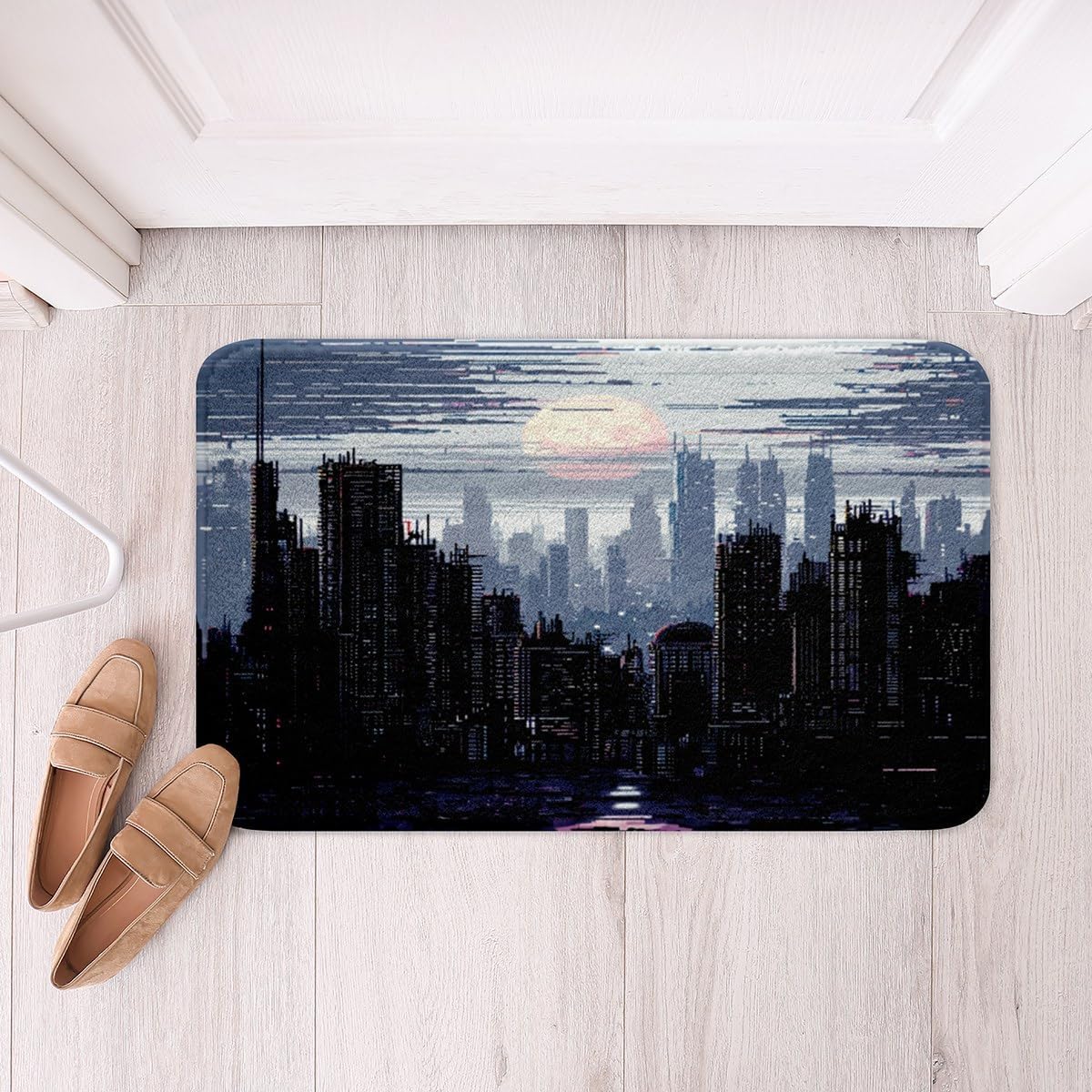 Solar System Bath Mat,Rocket Robot Star Planet Bathroom Rugs Kids Boys Teens Cartoon Pixel Style Shaggy Absorbent Floor Mat Galaxy Universe Bathtub Decor,16"x24"