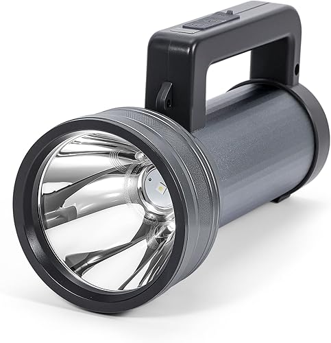 Vista 9 de Linterna LED recargable con pantalla de alimentación, 4 modos de luz, antorcha de mano de alto lúmenes, doble interruptor, linterna portátil