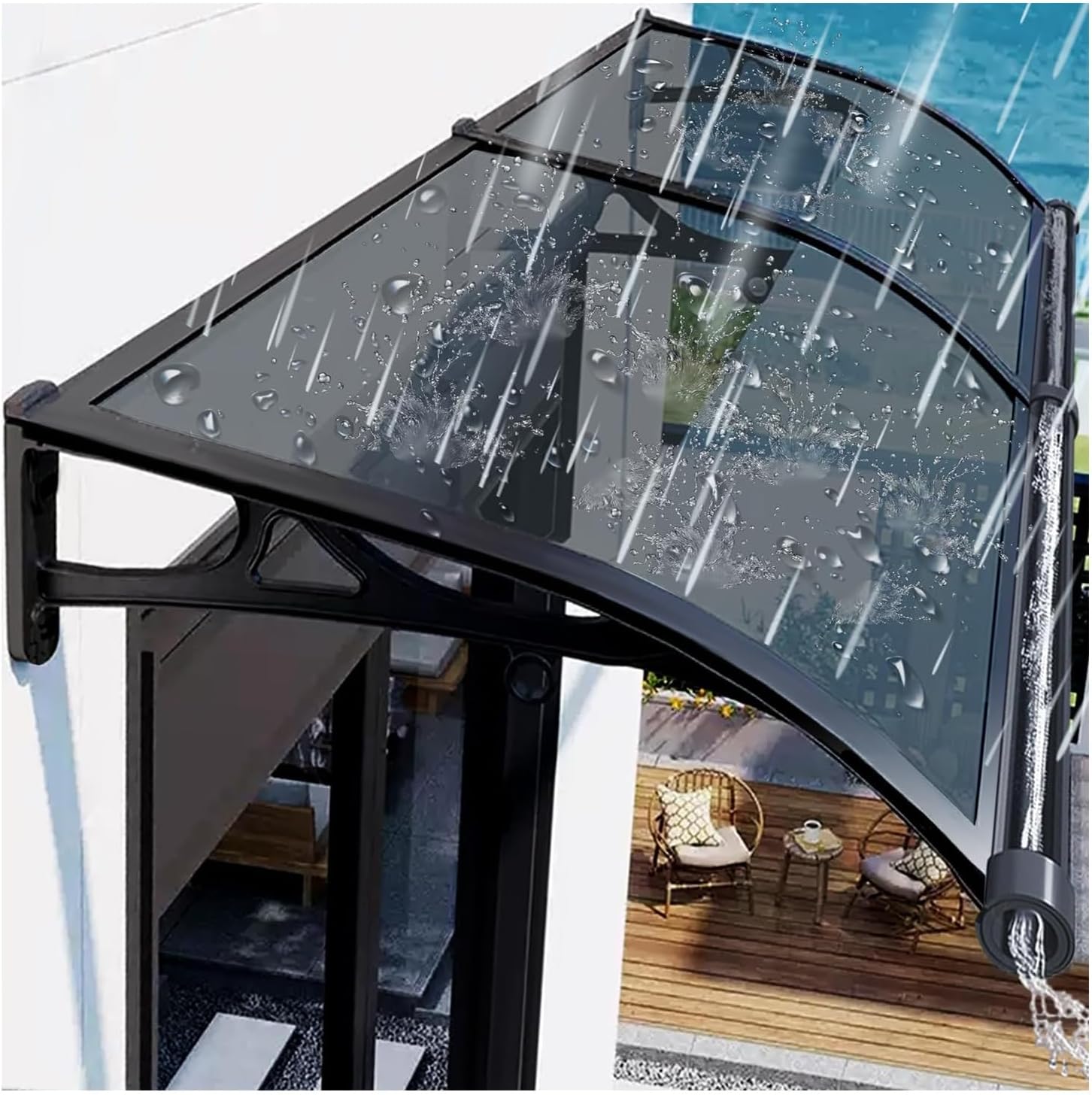 Marquesina transparente 60x360 cm para puerta exterior