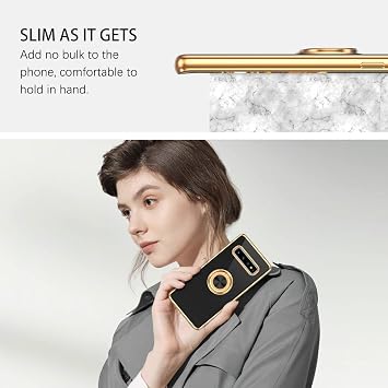 DUEDUE for Samsung S10 Plus Case, Soft TPU Bumper Plating Case with Ring Stand, Shockproof Anti-Scratch Protective, Anti Slip Luxury Electroplated Cover for Samsung Galaxy S10 Plus 6.4, Black