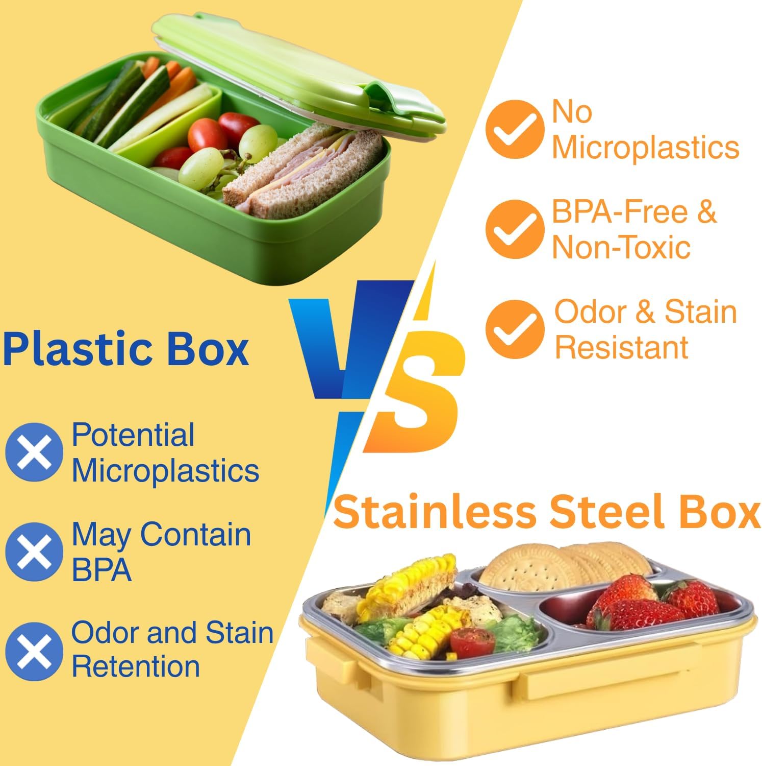 Stainless Steel Lunch Box for Kids & Adults – 3-Compartment Bento Lunch Container, 25oz Leakproof Bento Box, 304 Stainless Steel Food Container for Office & Outdoor, Dishwasher Safe, BPA-Free - Image 6