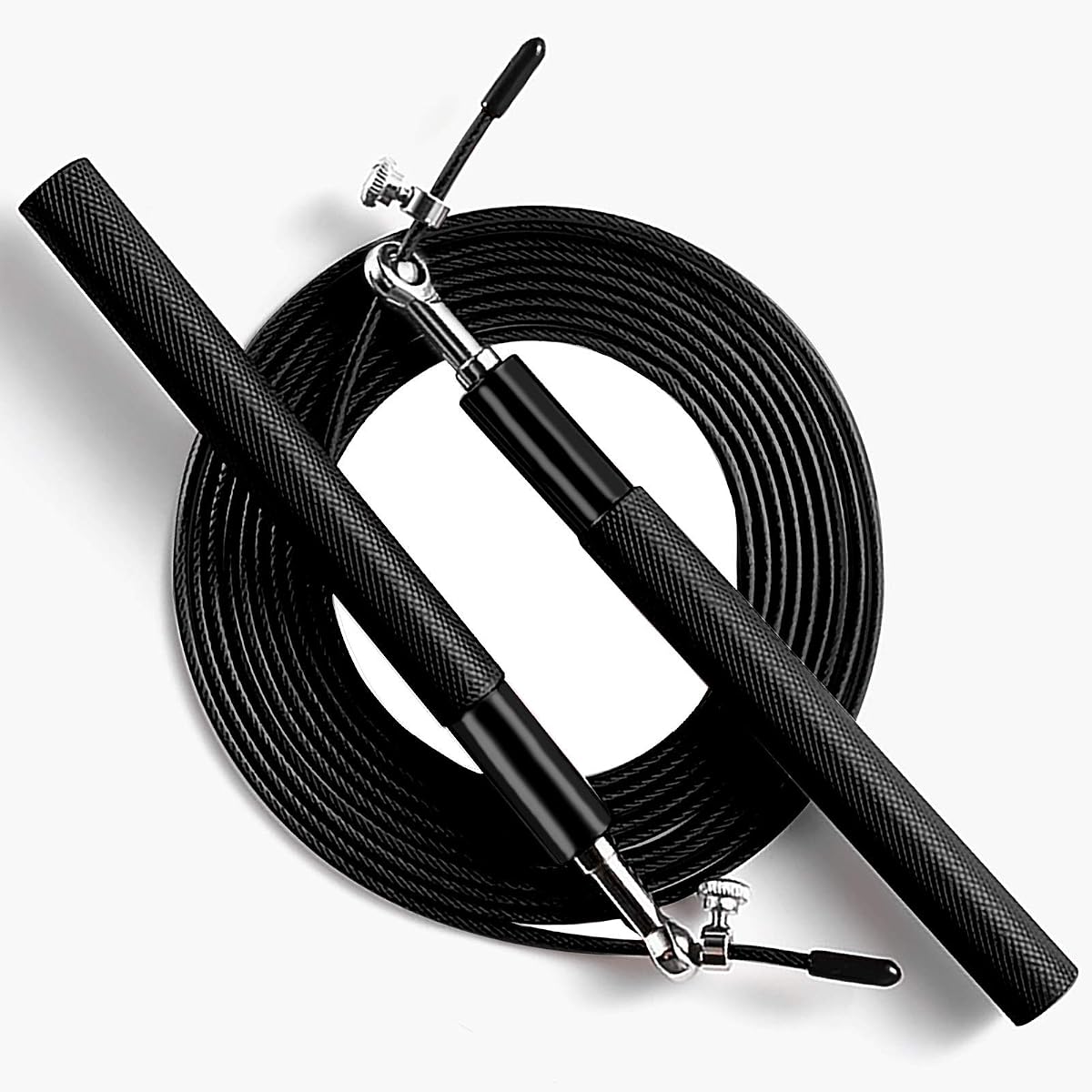 Cuerda para saltar de velocidad - Rodamiento de bolas giratorio de 360° - Cuerda recubierta de acero ajustable - Mango antideslizante de aluminio - Entrenamiento físico Ejercicios deportivos de boxeo - Adecuado para niños y adultos