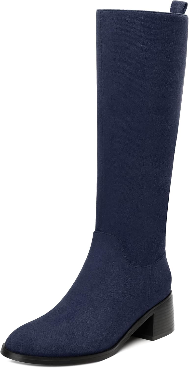 Women's Platform Knee High Boots Round Toe Chunky Heel Boots for Side Zipper Block Heel Womens Heeled Boots,Women Shoes for Workpalce, Street and Banquet.