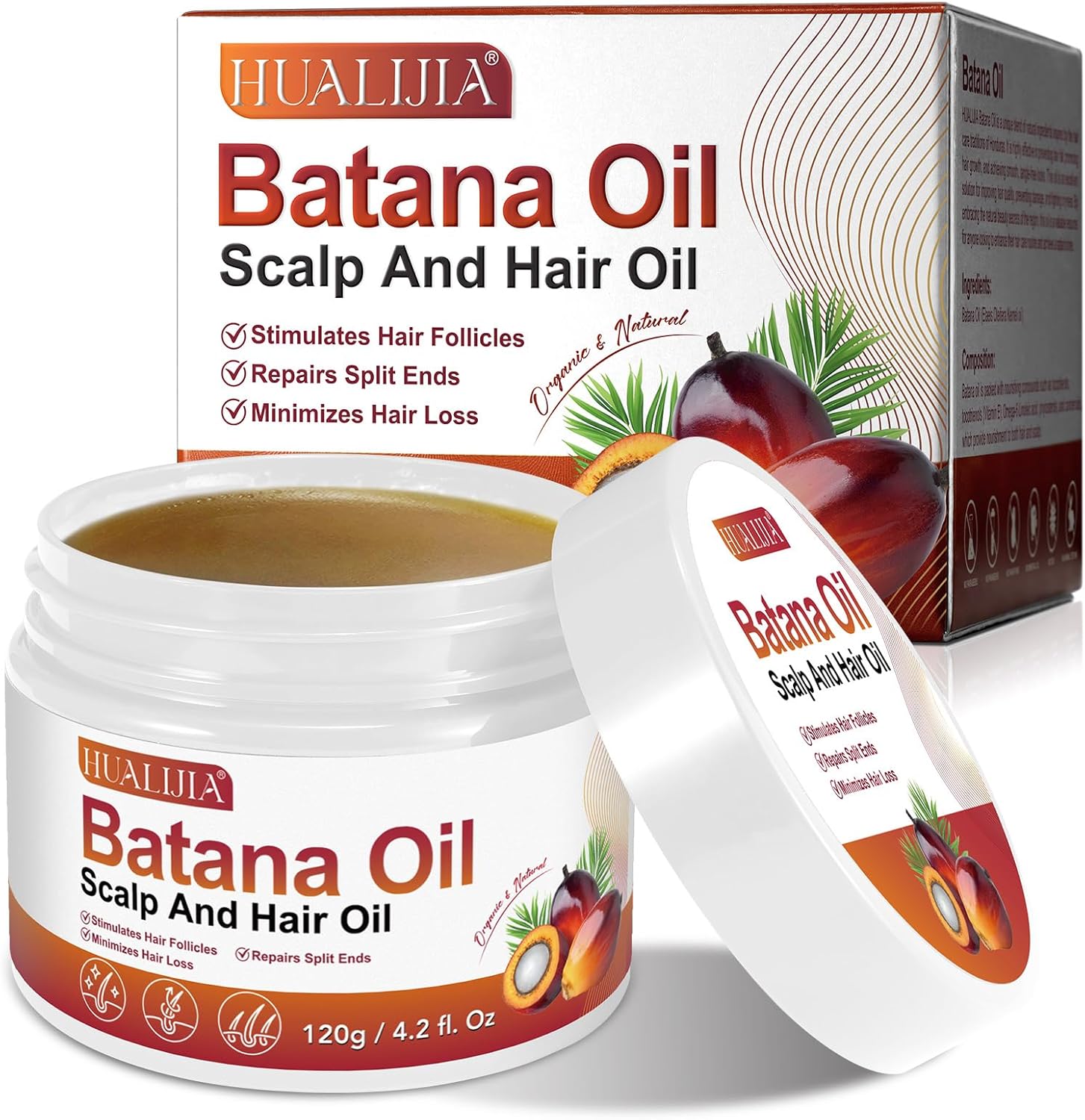 Biologische Batana Olie voor Haargroei – 100% Raw Batana Oil – Voorkomt Haaruitval, Elimineert Gespleten Haarpunten en Verbetert Haardikte voor Mannen & Vrouwen, 120 g