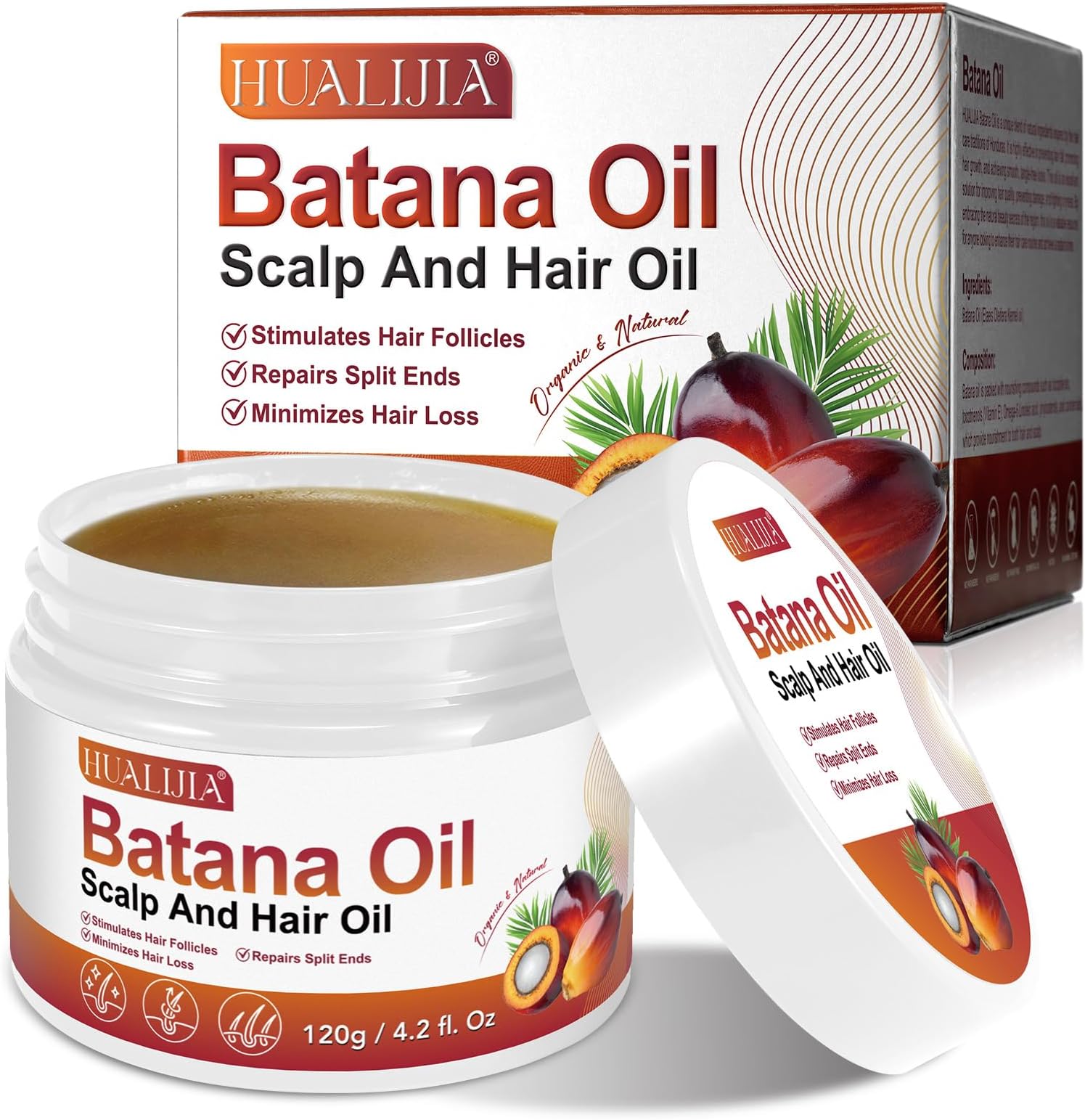 Raw Batana Oil for Hair Growth, Batana Oil Organic Dr. Sebi from Honduras - Prevent Hair Loss, Eliminates Split Ends and Enhances Hair Thickness for Men & Women 4.2 OZ