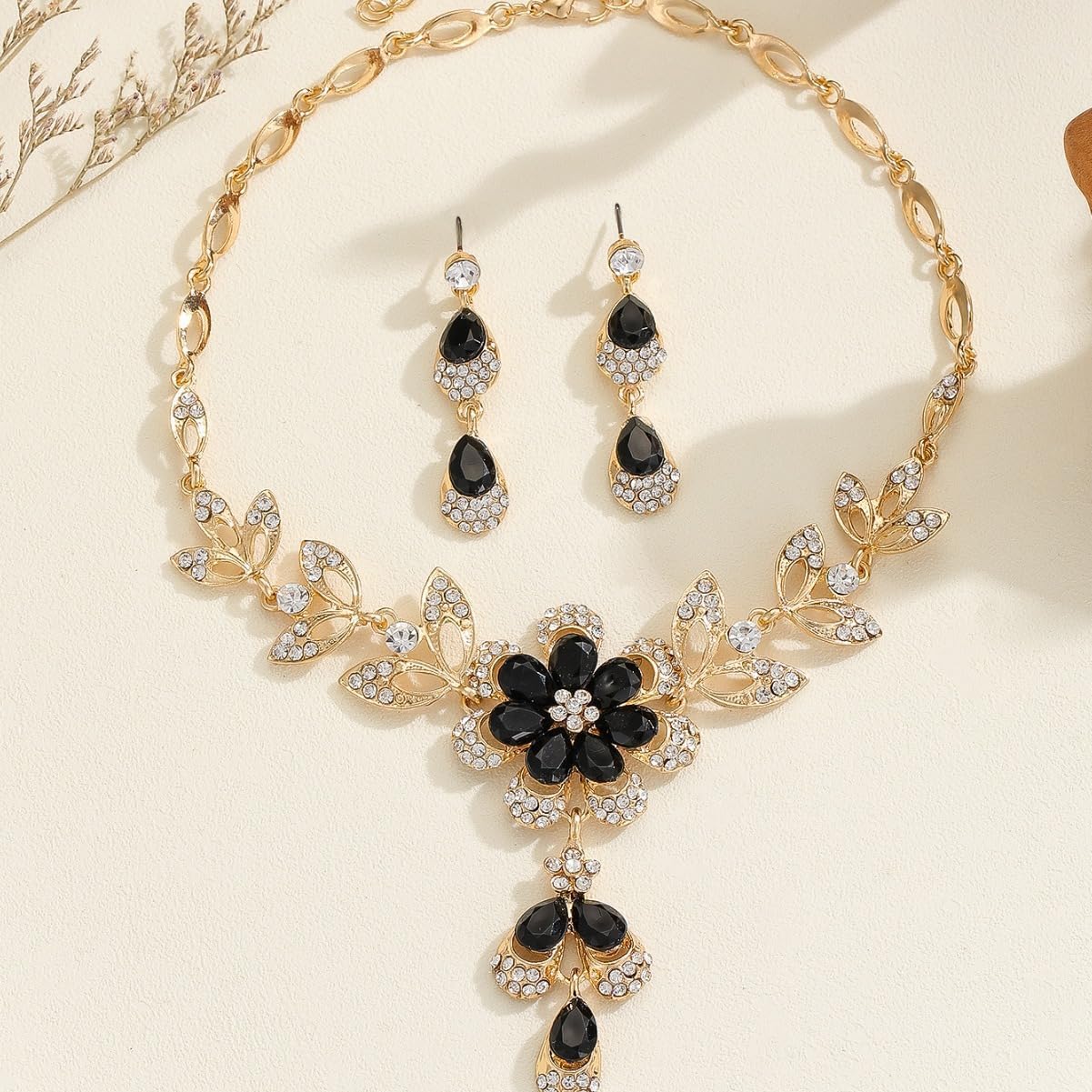 Wedding Jewelry Sets for Women Trendy Wedding Guest Dress Crystal Flower Necklace Earrings Set Sparkly Prom Dresses Formal Dresses for Women Wedding Guest - Image 5