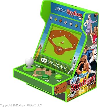 My Arcade All Star Stadium Pico Player- Fully Playable Portable Tiny Arcade Machine with 107 Retro Games, Toys for Kids, 2" Screen, Green, Small DGUNL-4120