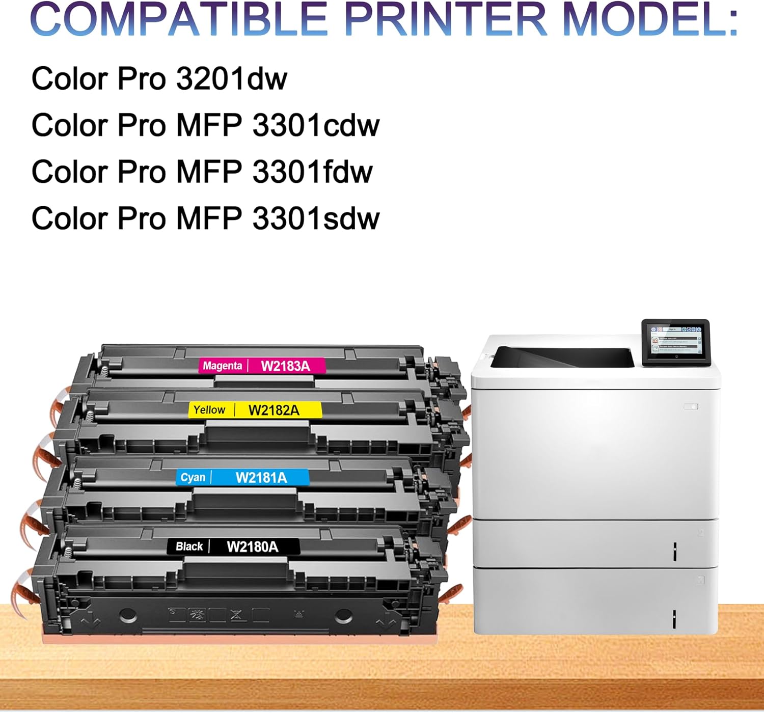 218A 218X Toner Cartridges 4 Pack (with Chip)3301fdw Compatible Replacement for HP 218A 218X Color Lj Pro MFP 3301cdw 3201dw 3301sdw Printer High Yield Ink Set W2180A (Black Cyan Yellow Magenta)