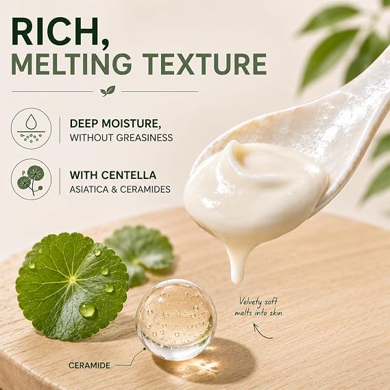 Centella Barrier Cream, Skin Barrier Repair Cream - Centella Serum Anti Redness Cream For Face & Body - Strengthen Skin Barrier Centella Cream - Rich Melting Texture For Dry & Sensitive Skin