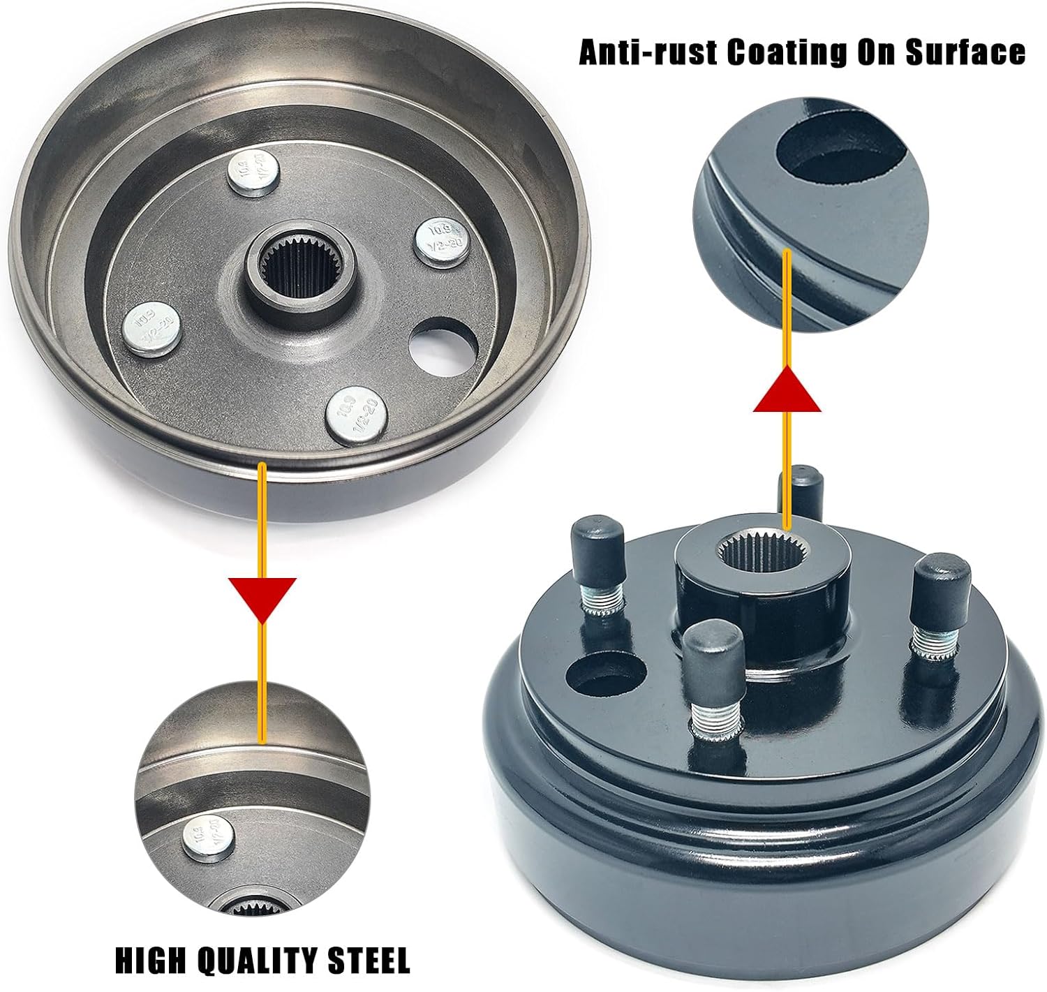 Golf Cart Brake Drum Assembly Kit with 30 Splines Compatible with 1991-up EZGO TXT Medalist 4 Cycle Gas Replaces 21807G1-2 Pack