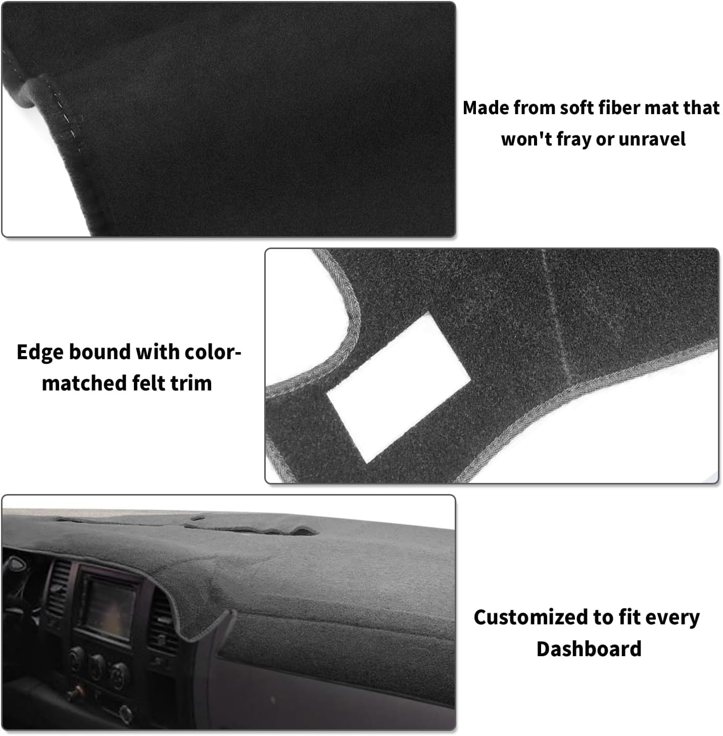 POSAID Dashboard Dash Cover Carpet for Chevy Silverado 2007-2013 and GMC Sierra 07-13 with Two Glove Boxes Car Dash Cover Mat Black