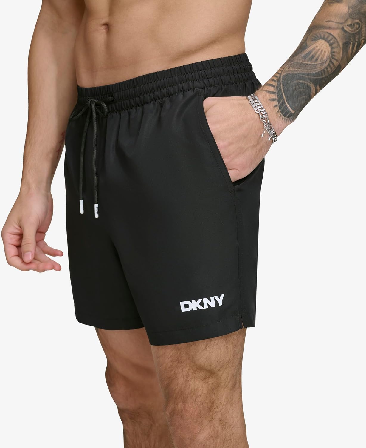 DKNY Men's Lightweight Quick Dry Volley UPF 40+ Protection Swim Trunk