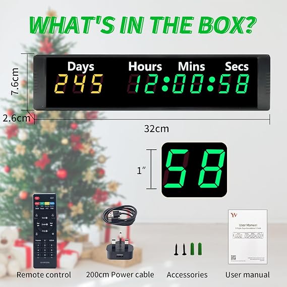 YZ Digital 999 Days Countdown Timer, 7 Colors Count Up/Count Down Clock with Remote, 12/24 Hour Real Time, Event Countdown Clock Large Display, Countdown Calendar for Retirement/Pregnancy/Birthday