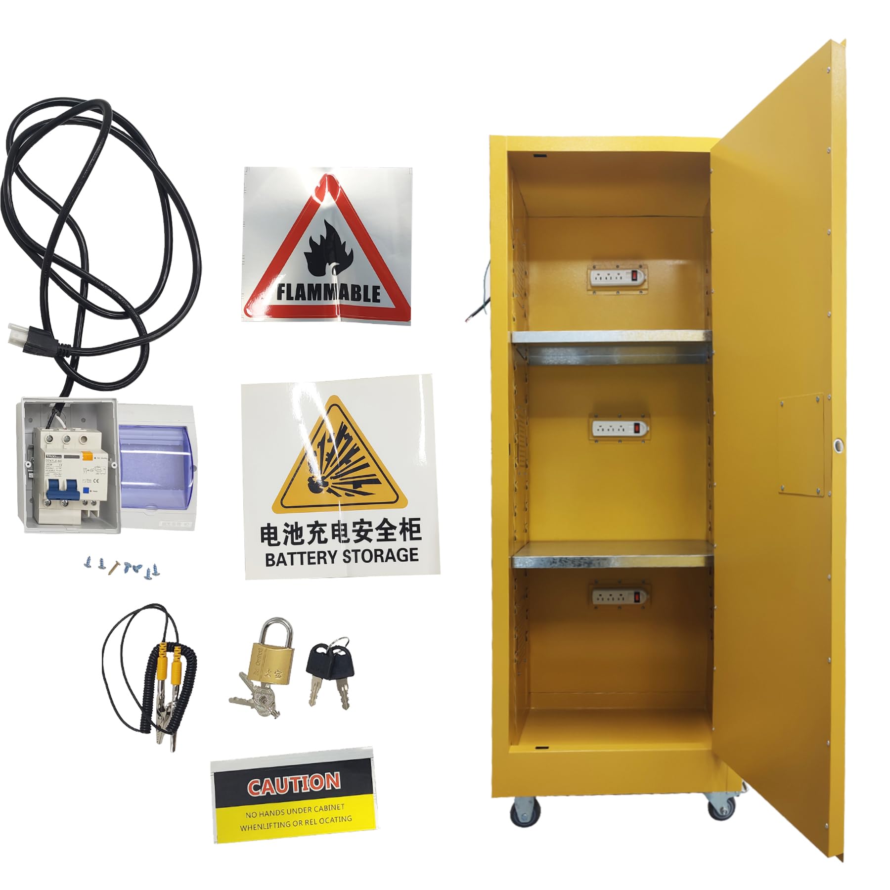 TECHTONGDA Flammable Safety Cabinet with Socket and Wheels, 19.9