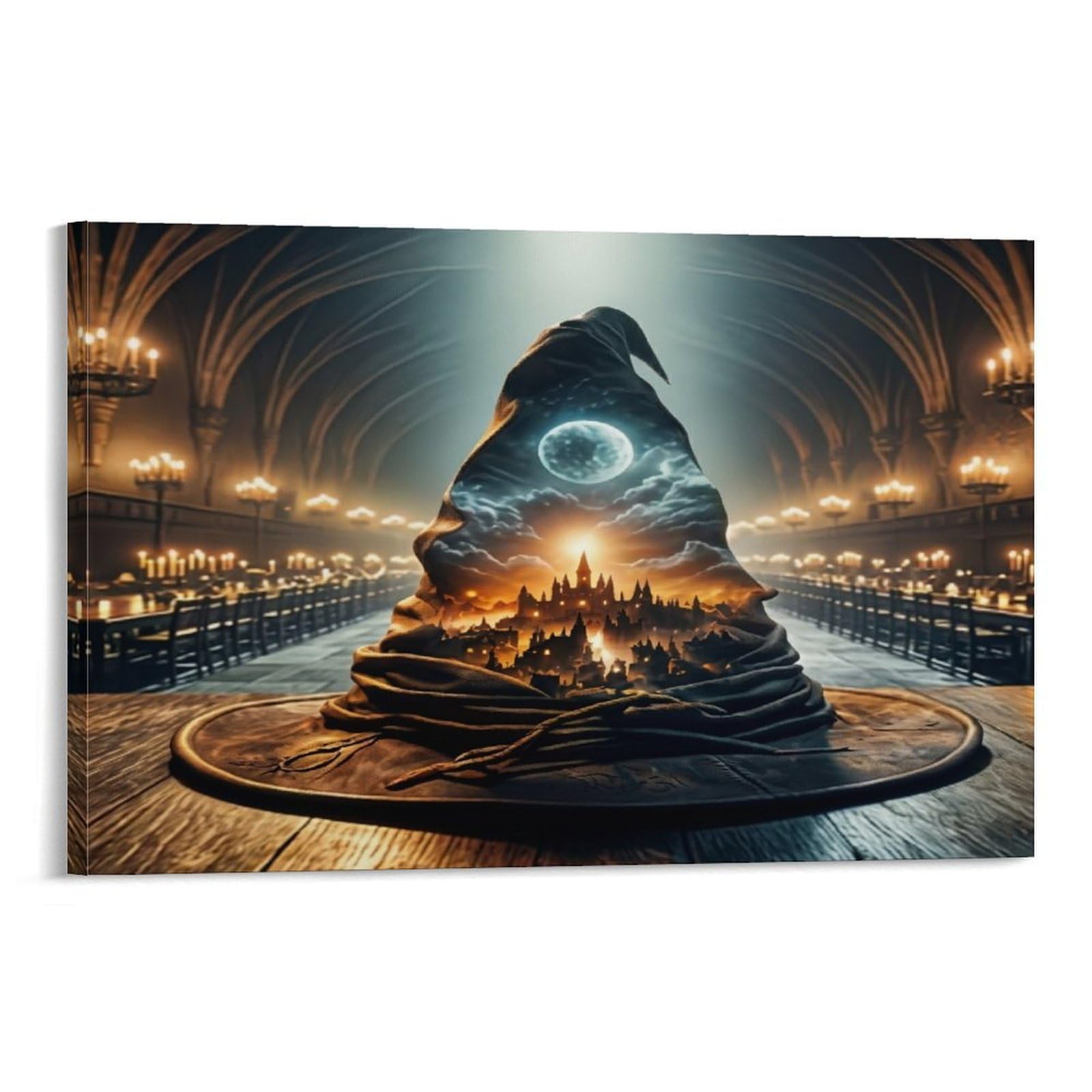 XPASHIQWC Sorting Hat Poster Artwork Hogwarts Castle Canvas Prints Picture Modern Wall Art Picture Wall Hanging for Bathroom Wall Decor 20x30inch(50x75cm)