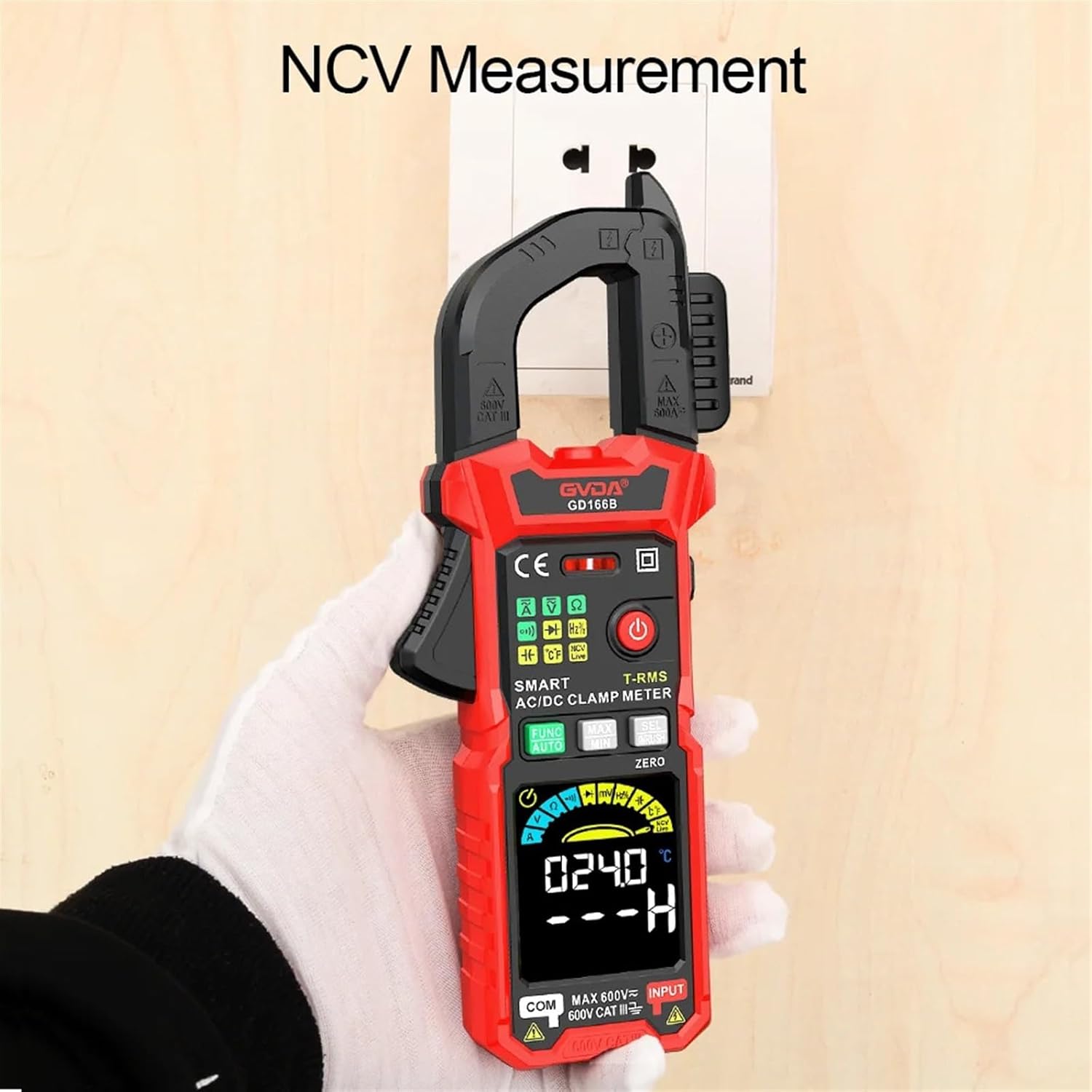 Digital Clamp Meter Auto Range True RMS NCV DC AC Voltage Meter Inrush Current Tester Automatic Voltmeter Smart Multimeter(GD166A)