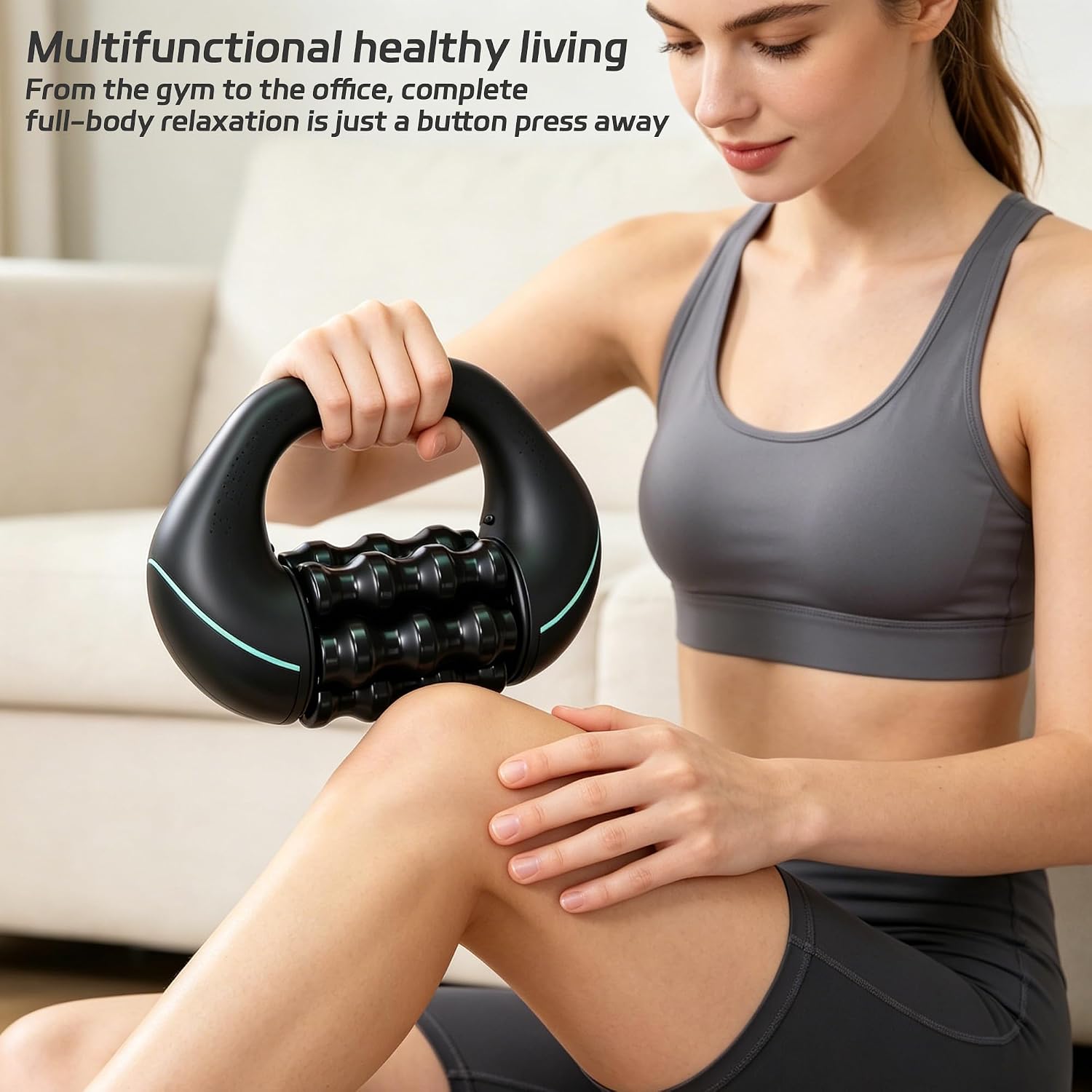 Electric Handheld Rolling Massager, Percussive Massage Tool, 3-Speed Spin for Muscle Soreness Relief, Blood Circulation Improvement, Ideal for Back, Shoulders, Legs