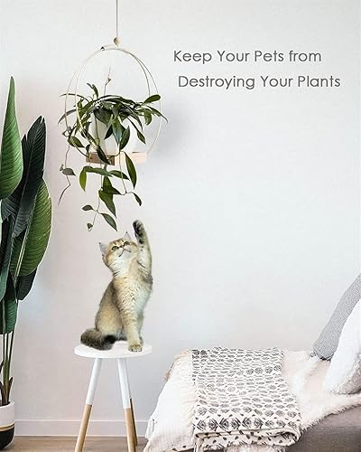 Miniatura 4 de Macetero colgante con base de madera, soporte bohemio de macramé para plantas de interior, maceta colgante para decoración de paredventanahabitación