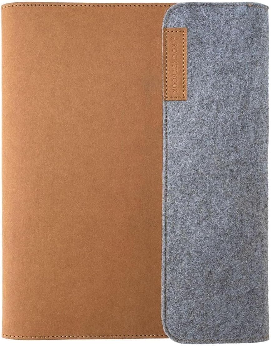 Rocketbook Smart Notebook Folio Cover - 100% Recyclable, Biodegradable Cover with Pen Holder, Magnetic Clasp & Inner Storage - Mars Sand Tan, Executive Size (6" x 8.8")