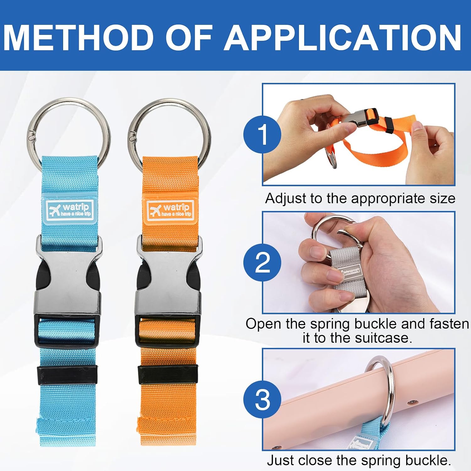 5 Pcs Luggage Connector Straps, Add a Bag Luggage Strap Gripper, Suitcase Adjustable Belts with Buckle for Travel(5 Colors)