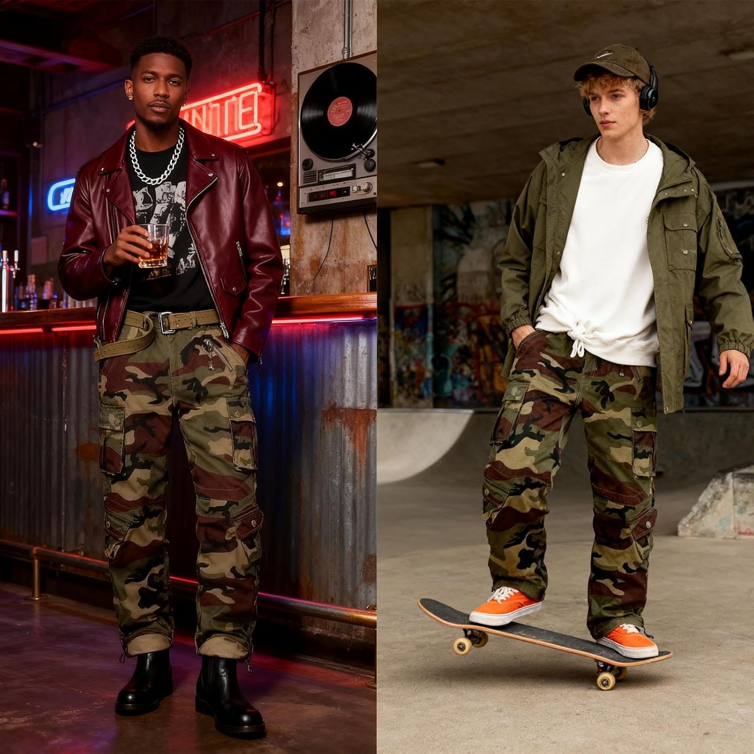 Men's BDU Casual Military Pants, Combat Camo Cargo Work Pants Fit Outdoors Tactical Wild Army Hunting Baggy 8 Pockets No Belt
