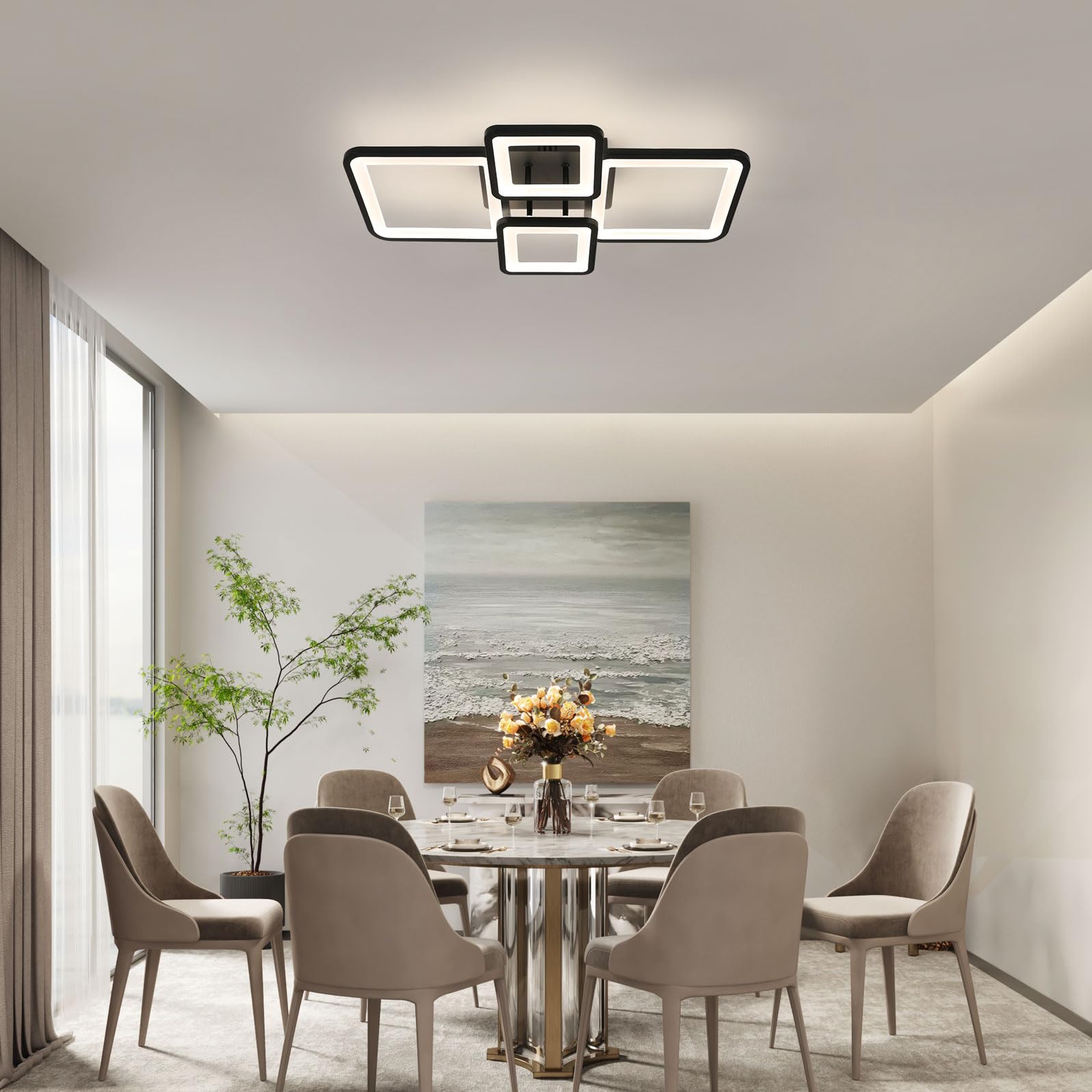 DELIPOP LED Ceiling Lights dimmable, 54W 4 Square LED Ceiling Light - Image 3