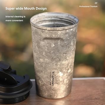 Ti artisan Titanium Water Bottle Coffee Cups Insulated Water Bottle Wide Mouthed Cup is Easy To Clean | Leakproof & Packable for Travel & Sports | 13.53/16.91fl oz | (500ml(16.91fl oz))