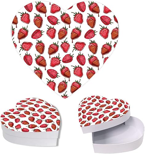Andaz Press Caja de regalo en forma de corazón para el día de San Valentín con tapa, caja de cartón de San Valentín para fresas cubiertas de